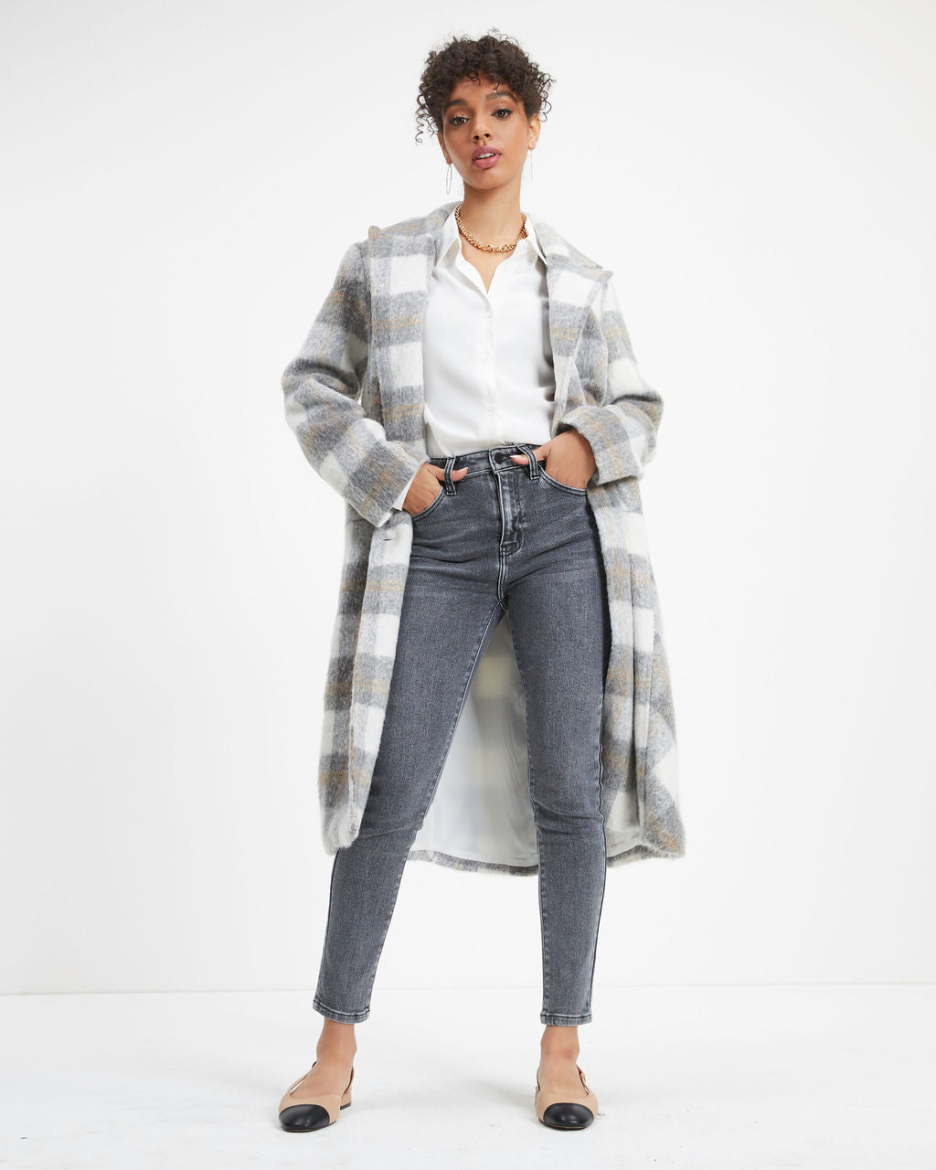 Pleased To Meet You Plaid Pocketed Coat