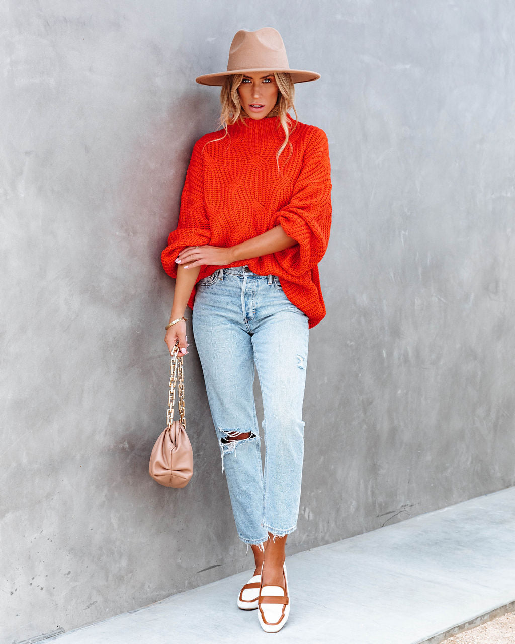 Windy City Knit Sweater - Orange