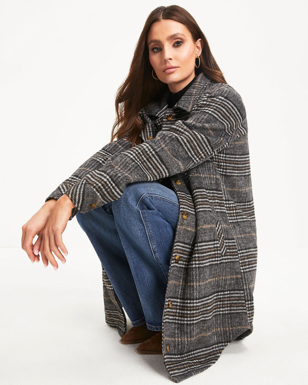 Kassey Plaid Pocketed Coat
