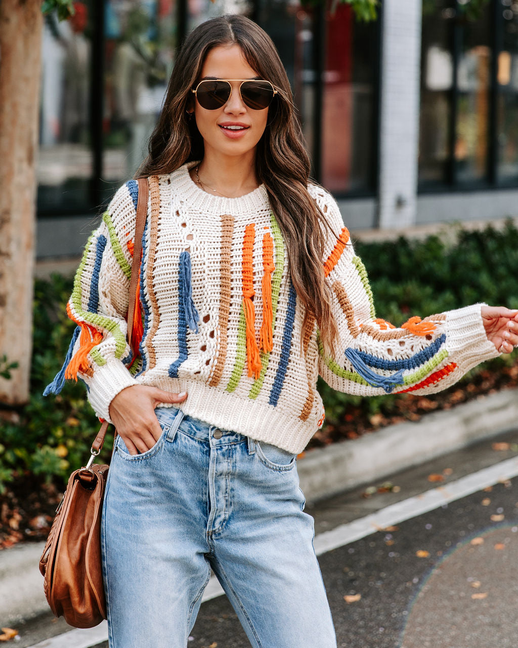 5 Shades Of Autumn Knit Fringe Sweater