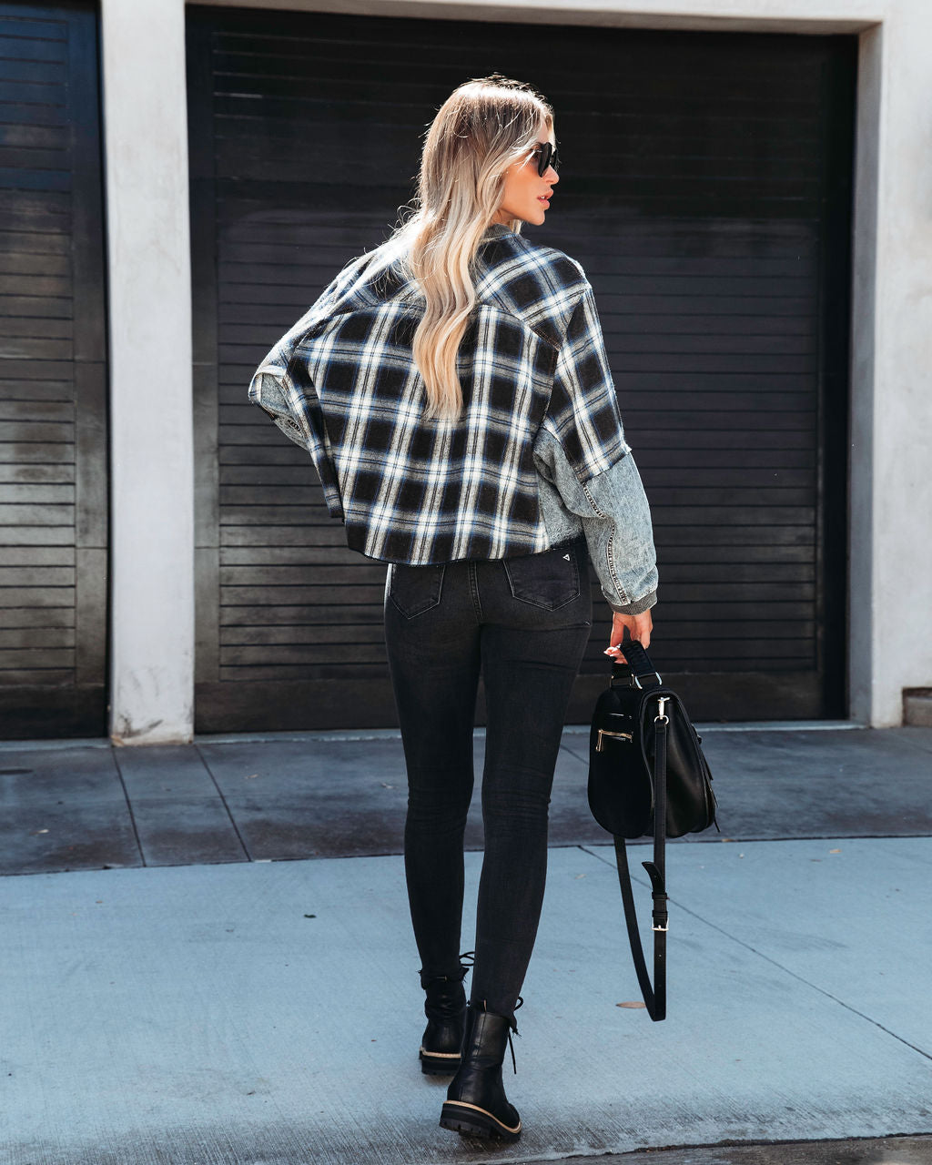 Daria Plaid Contrast Half Zip Top