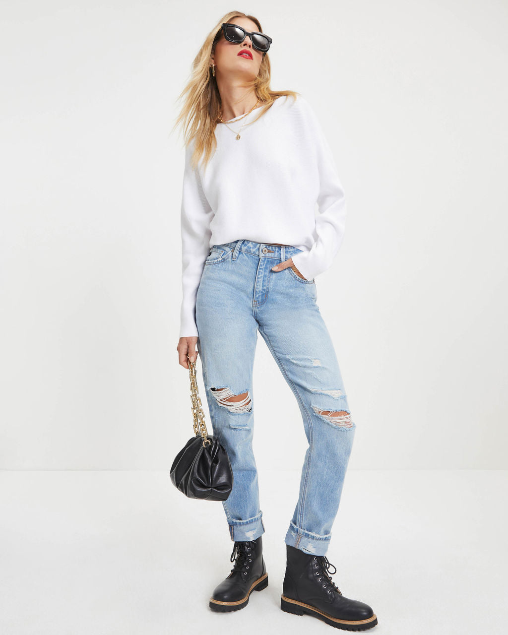 Kerry Ribbed Pullover Sweater - White