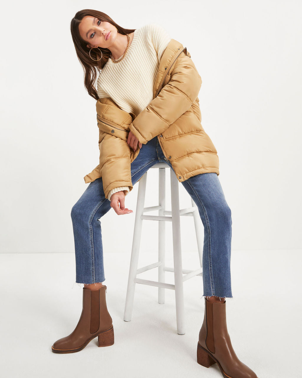 Jacksonia Pocketed Puff Coat - Camel
