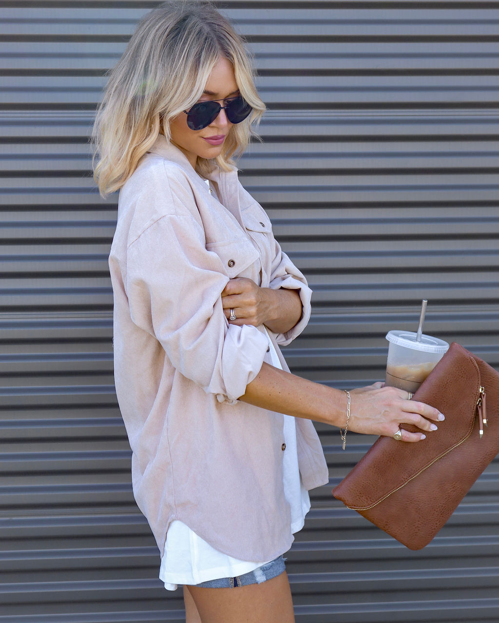 Fall Bonfire Button Down Top - Beige - SALE
