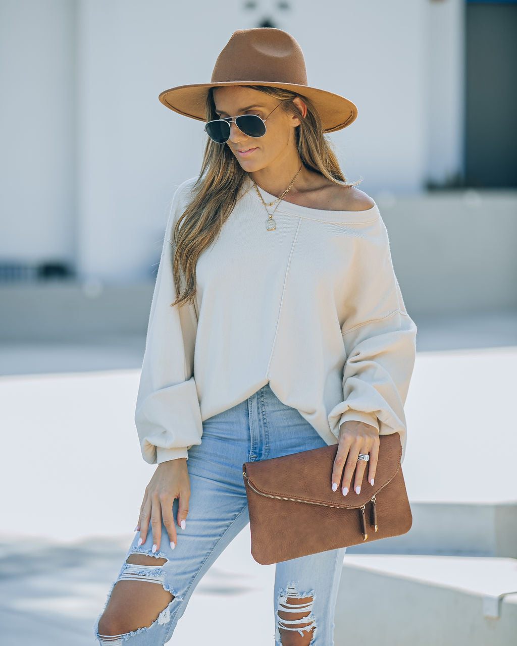 Running Errands Knit Oversized Pullover Sweater - Cream