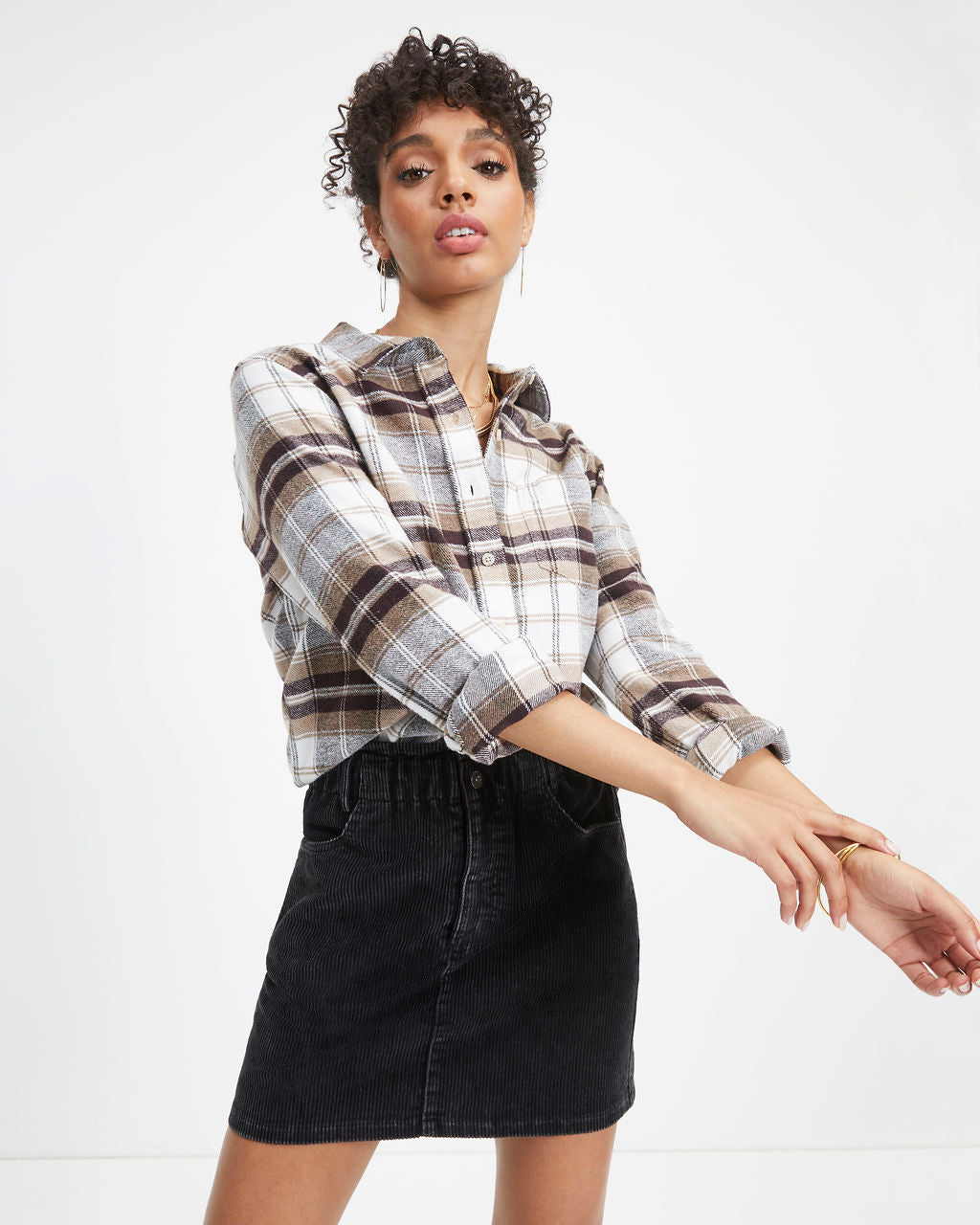 Chad Plaid Button Down Top