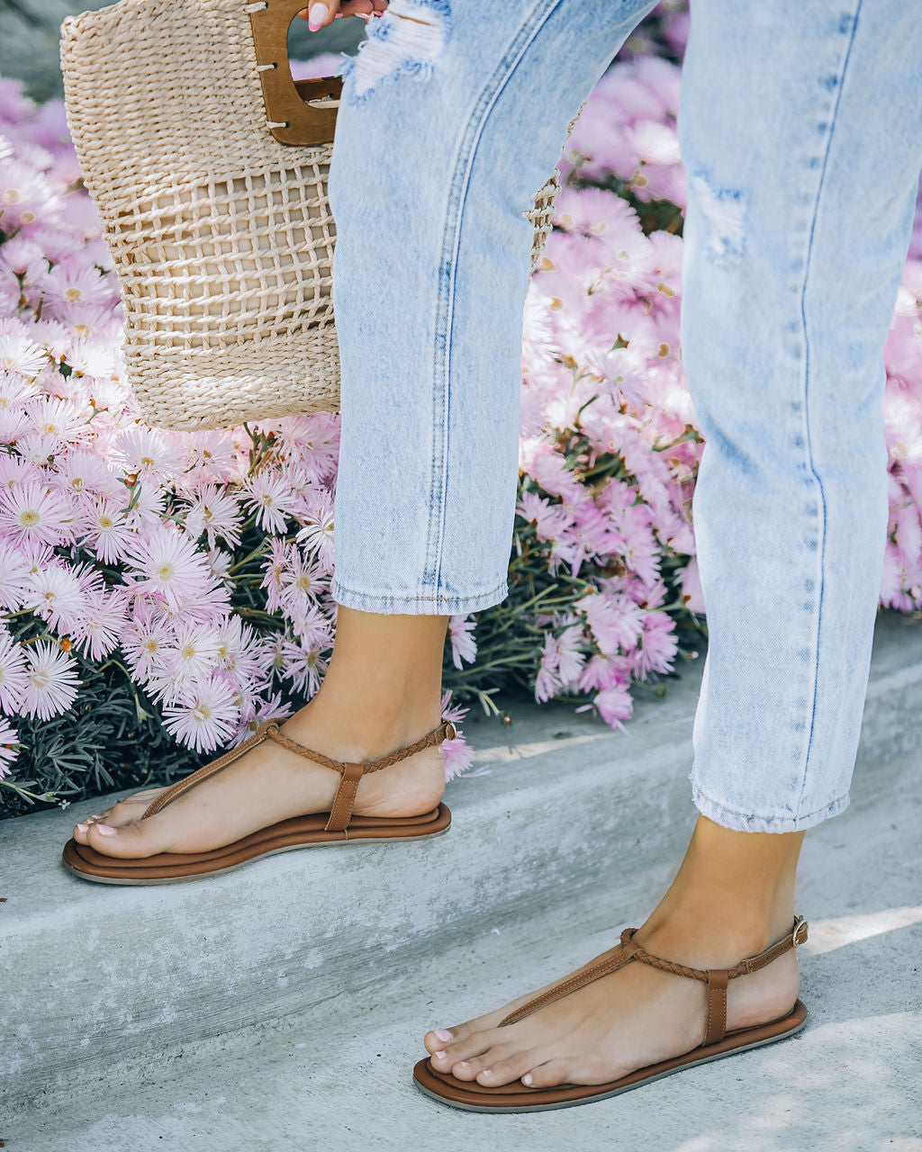 Lively Braided Sandal - Cognac - FINAL SALE