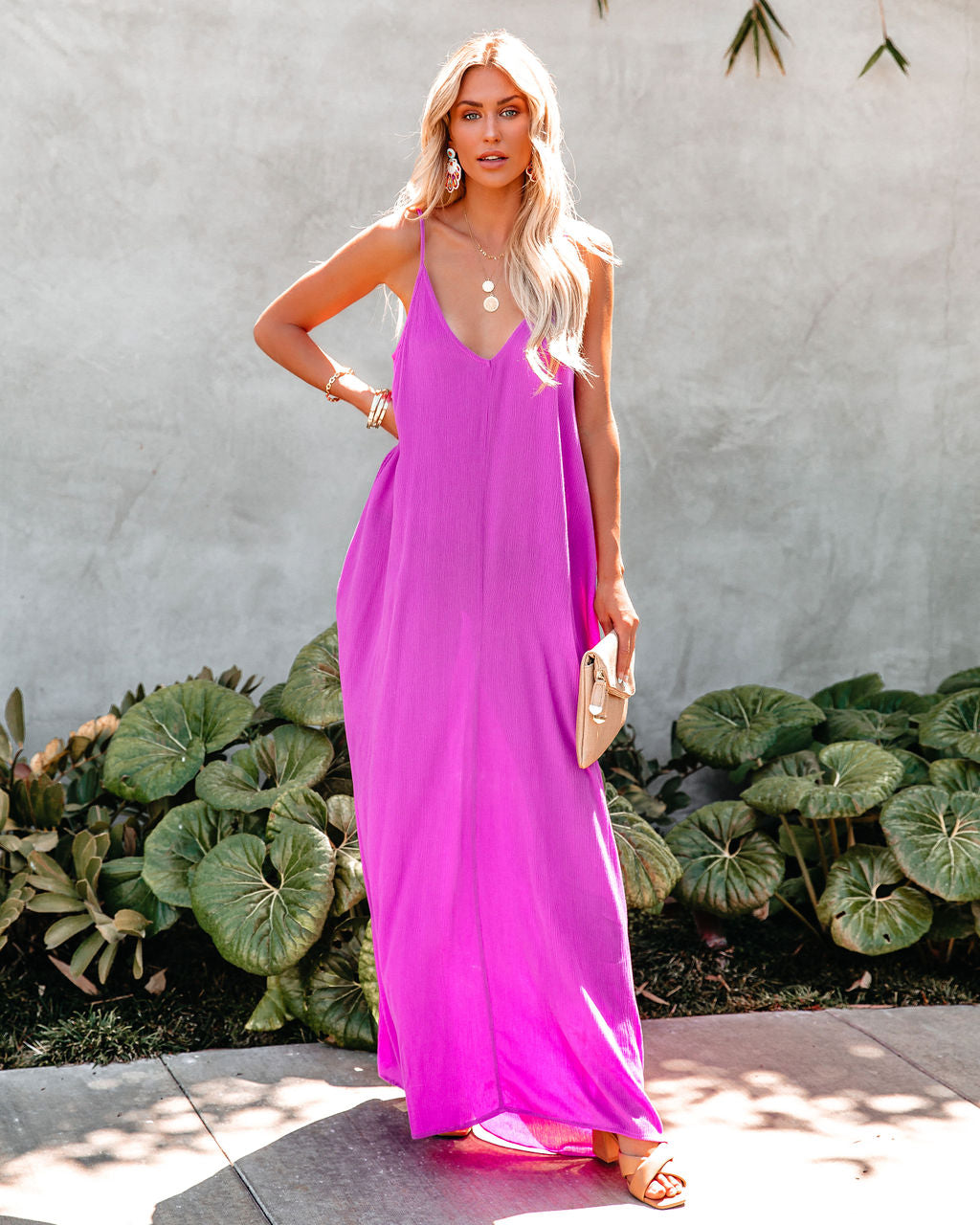 Olivian Pocketed Maxi Dress - Magenta