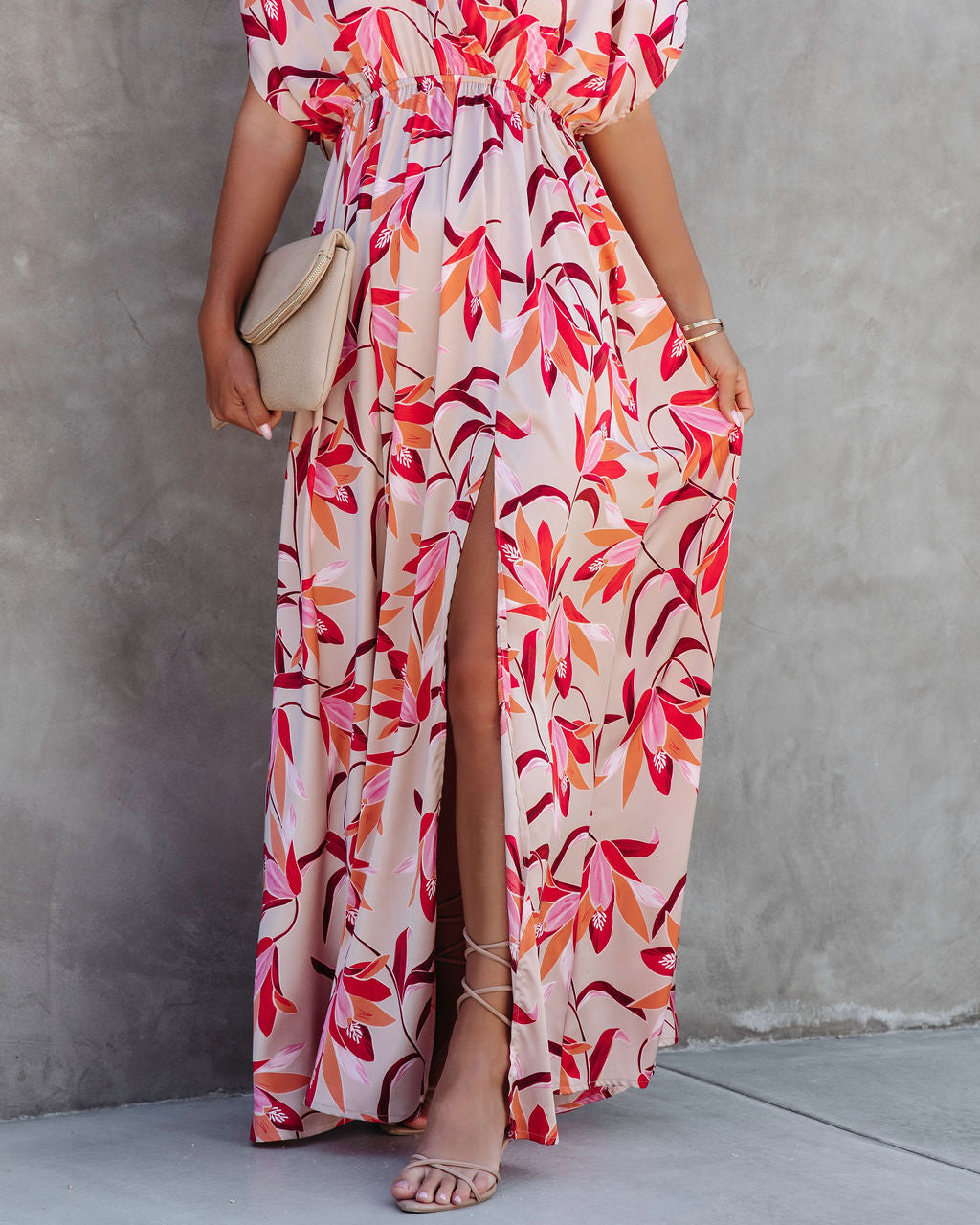 Callie Satin Floral Print Maxi Dress - SALE