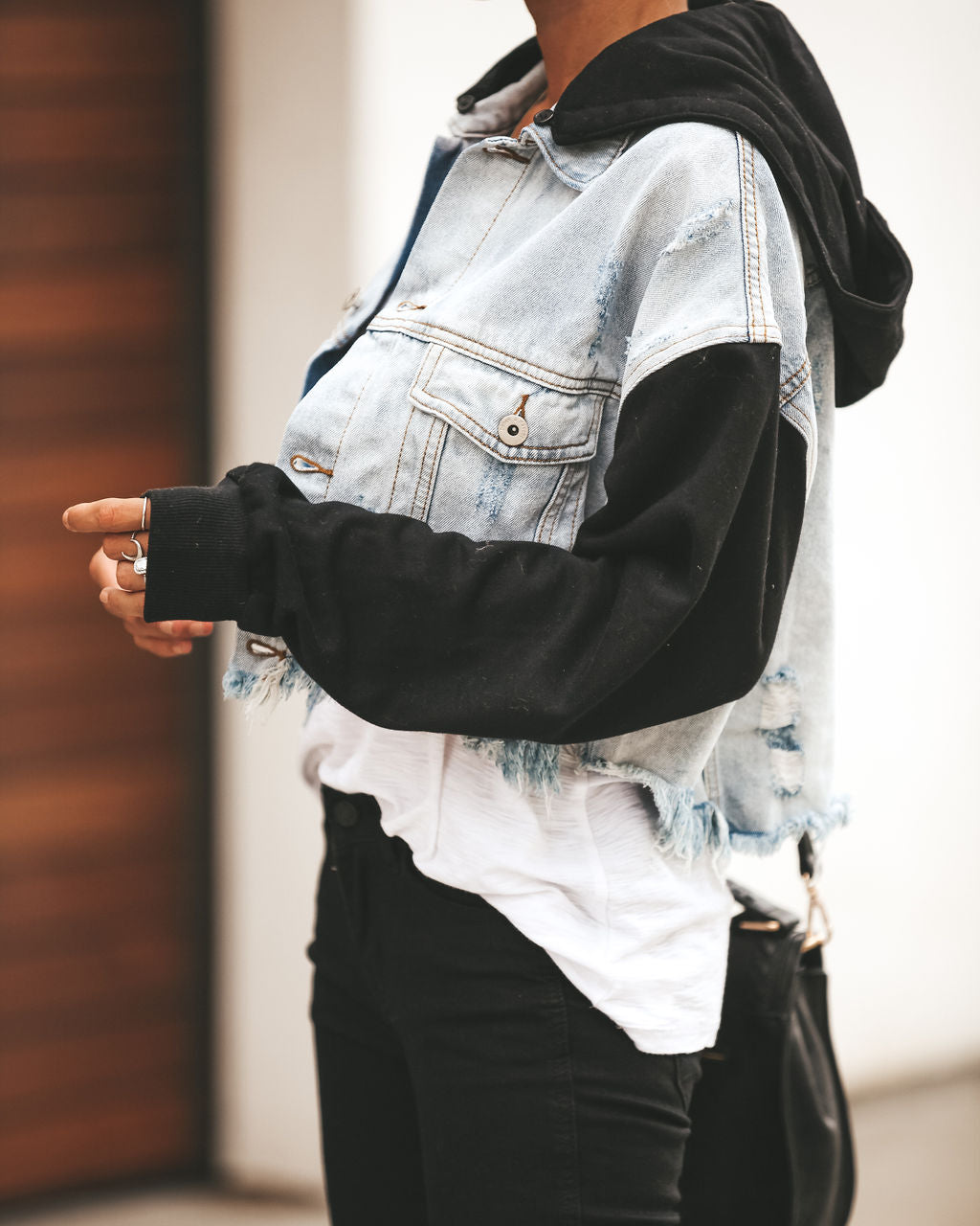 Maxed Out Denim Contrast Hooded Jacket