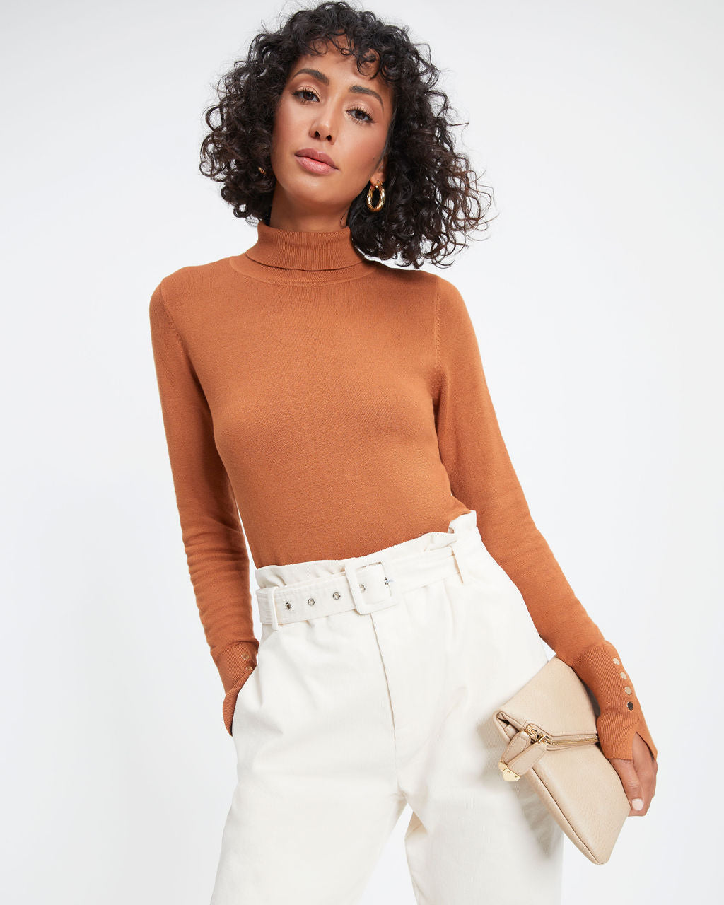 Something To Remember Turtleneck Long Sleeve Top - Caramel