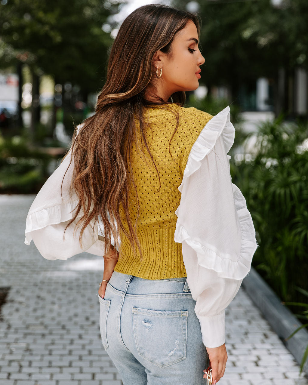 Walk This Way Knit Contrast Cardigan - Chartreuse