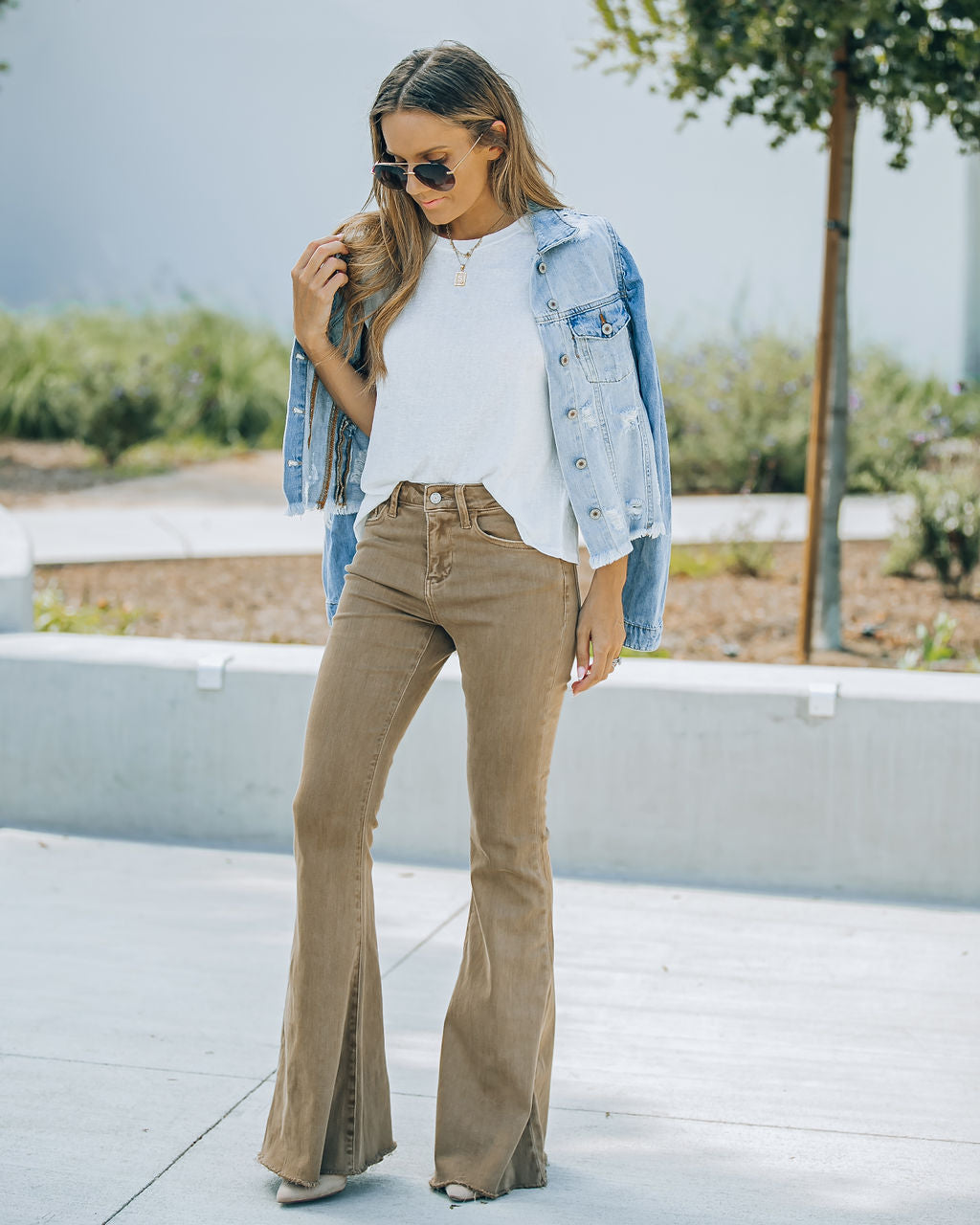 Autumn High Rise Bell Bottom Denim - Mocha