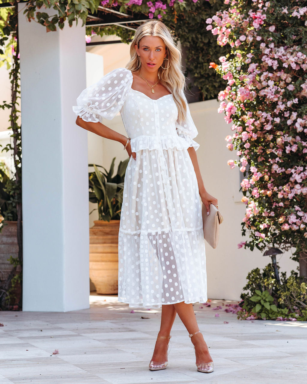 Celestina Polkadot Peplum Midi Dress - FINAL SALE