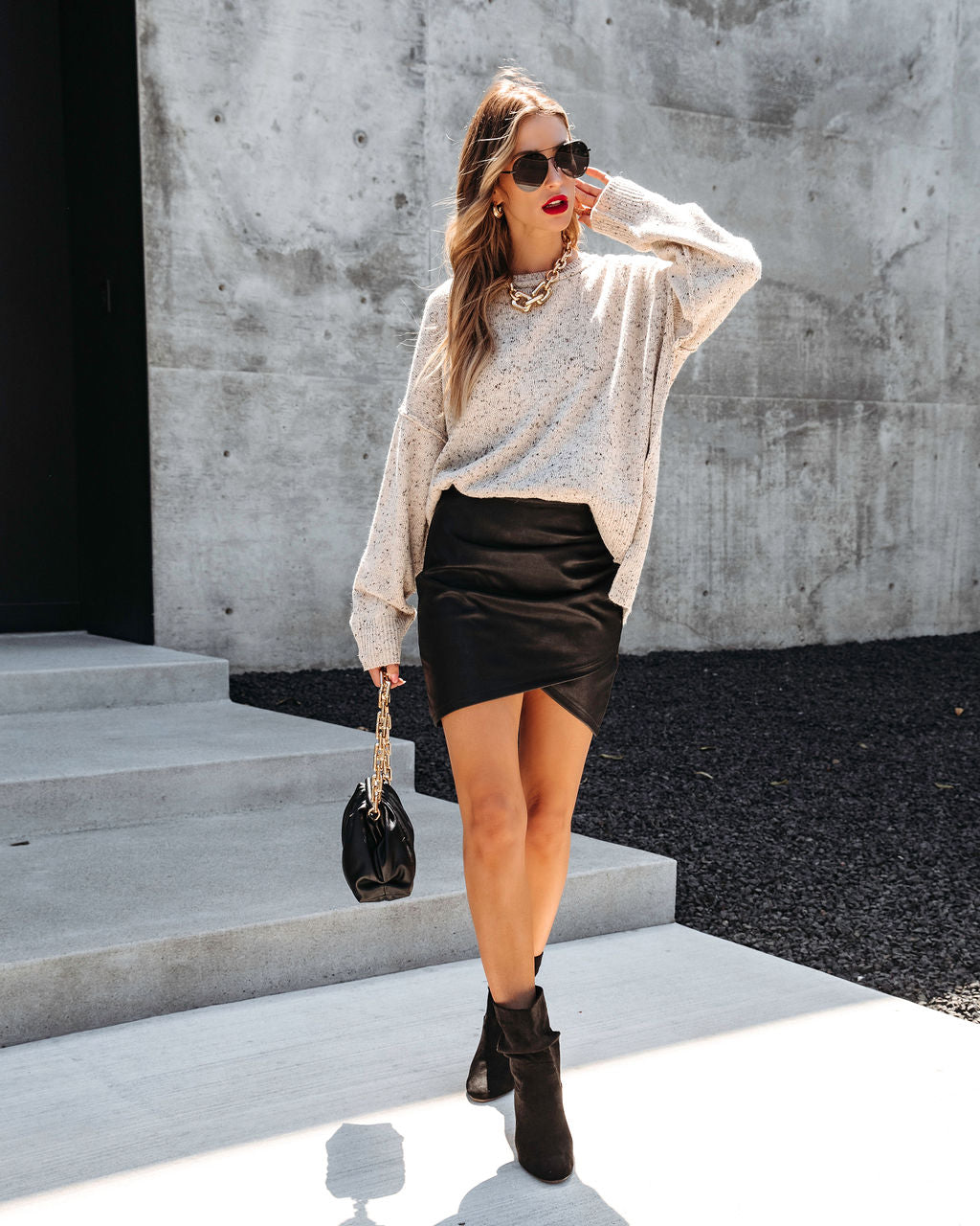 Darby Speckled Knit Sweater - Camel