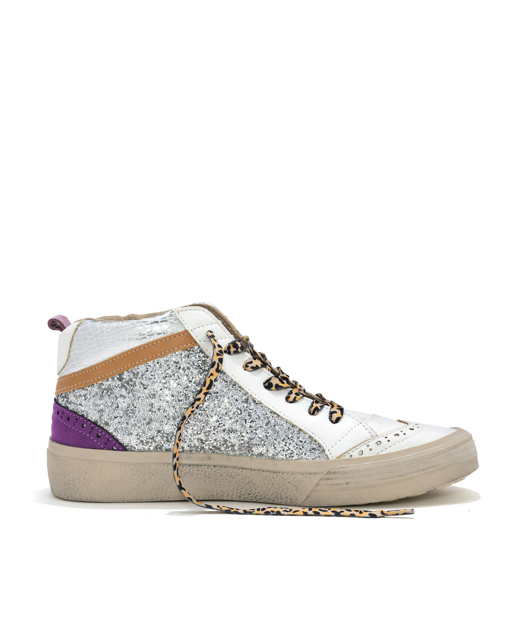 Rina High-Top Glitter Sneaker - Silver White