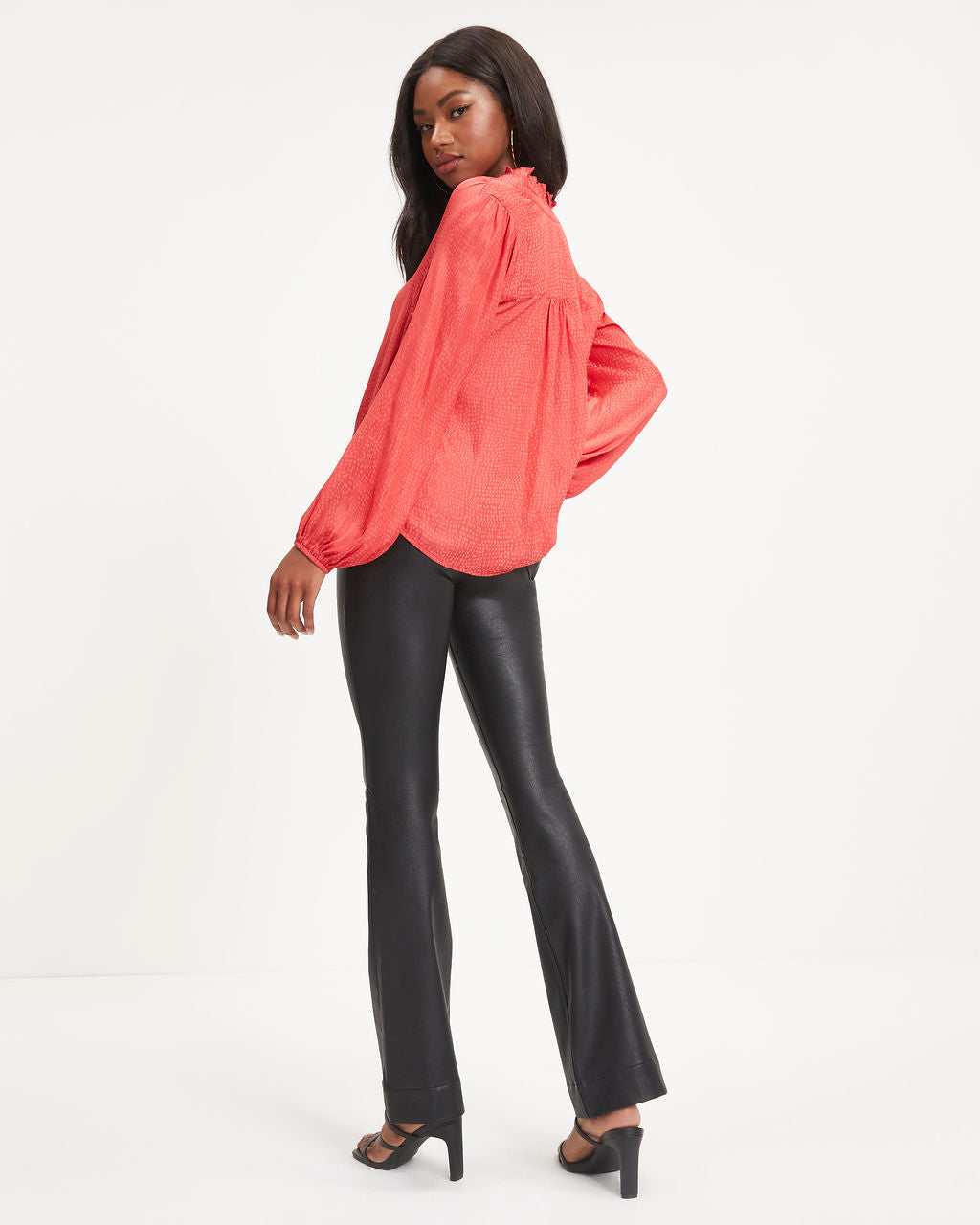 Riley Satin Embossed Button Down Top