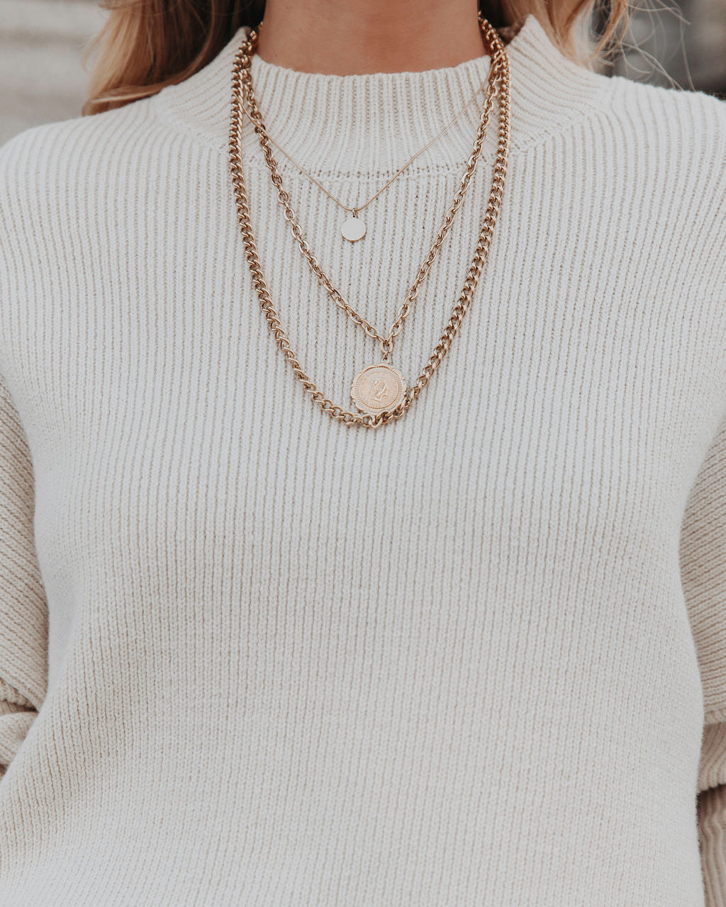 Cure My Curiosity Cotton Blend Sweater - Pale Beige - SALE