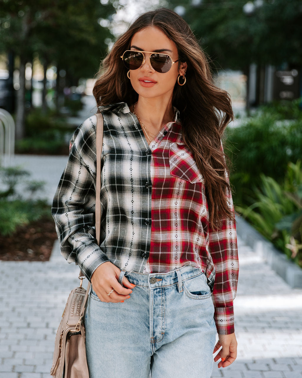 Arizona Plaid Cotton Button Down Top - SALE