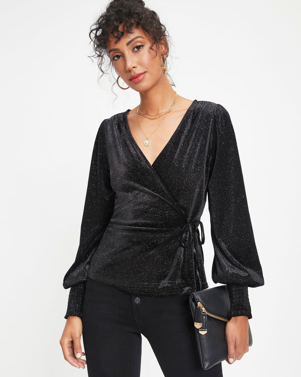 Beyond Fabulous Metallic Velvet Wrap Top - FINAL SALE