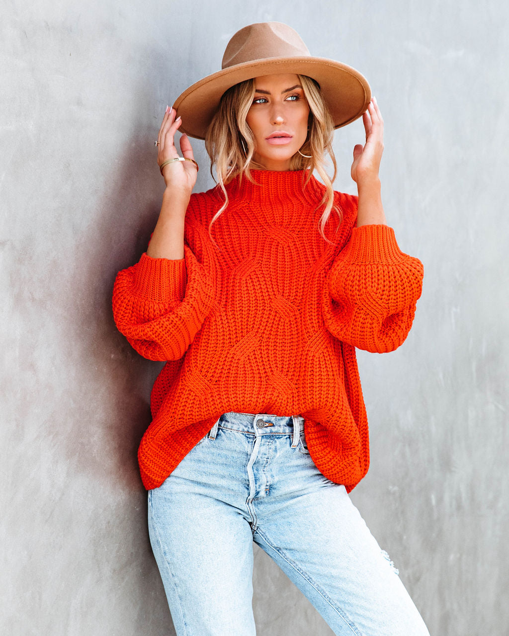 Windy City Knit Sweater - Orange