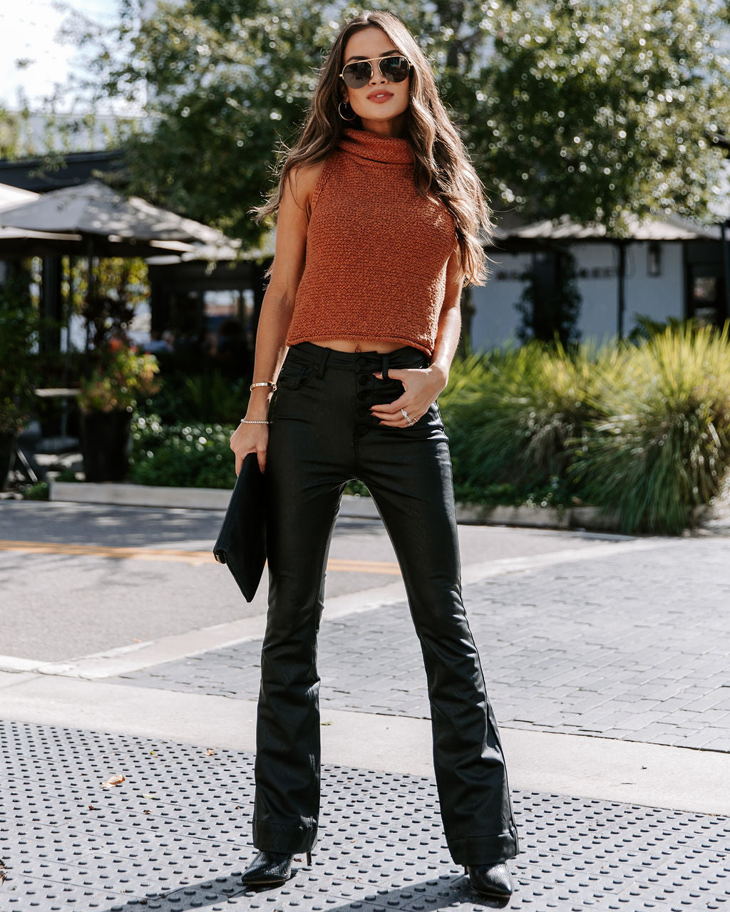 Rachel Cotton Knit Turtleneck Top - Camel