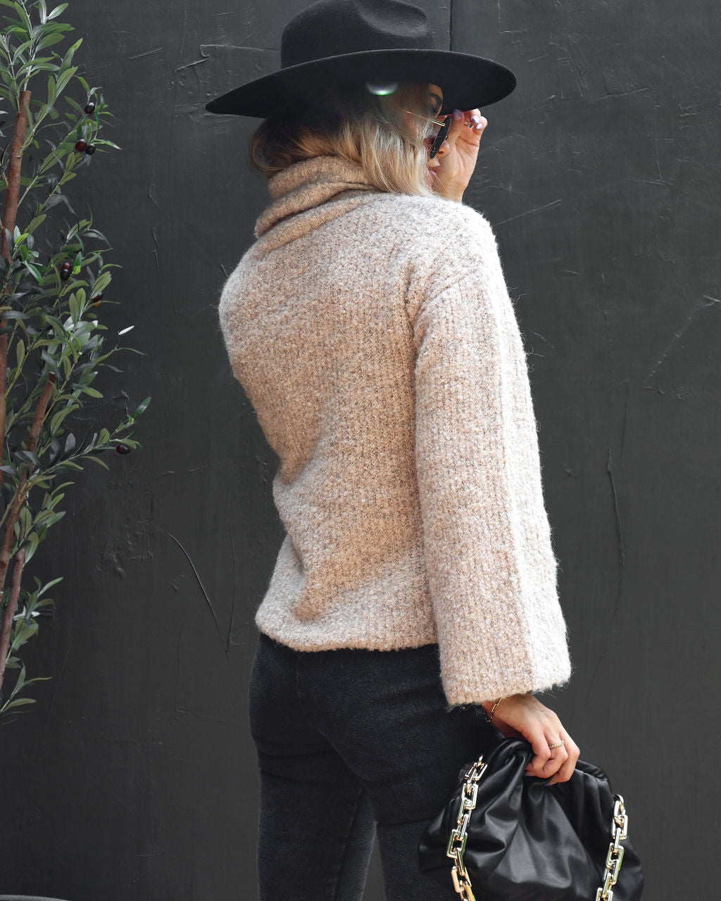 Warmest Wishes Knit Cowl Neck Bell Sleeve Sweater - Oatmeal
