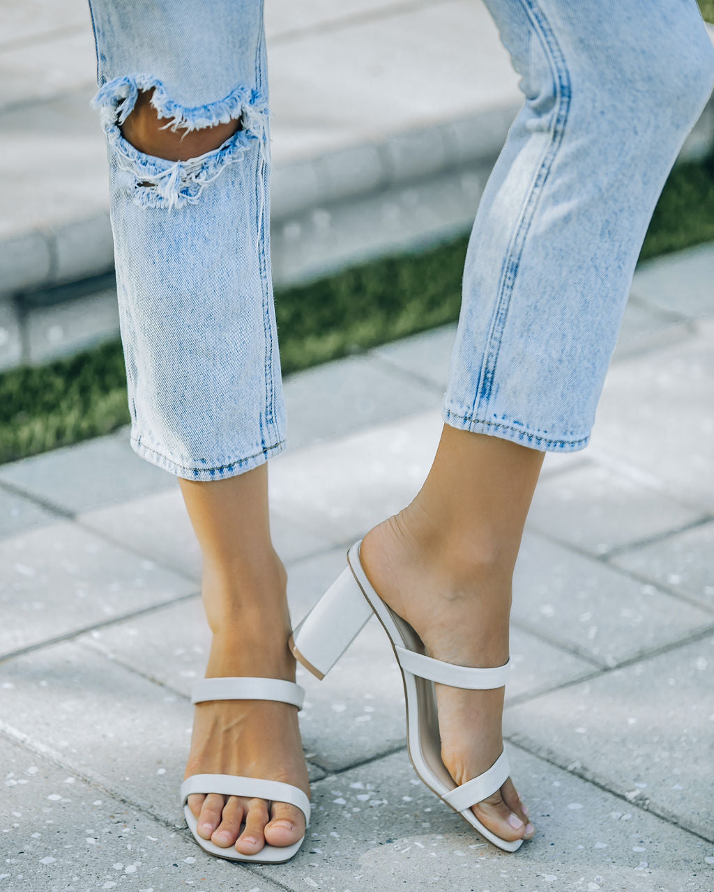 Raye Block Heeled Sandal - Beige - FINAL SALE