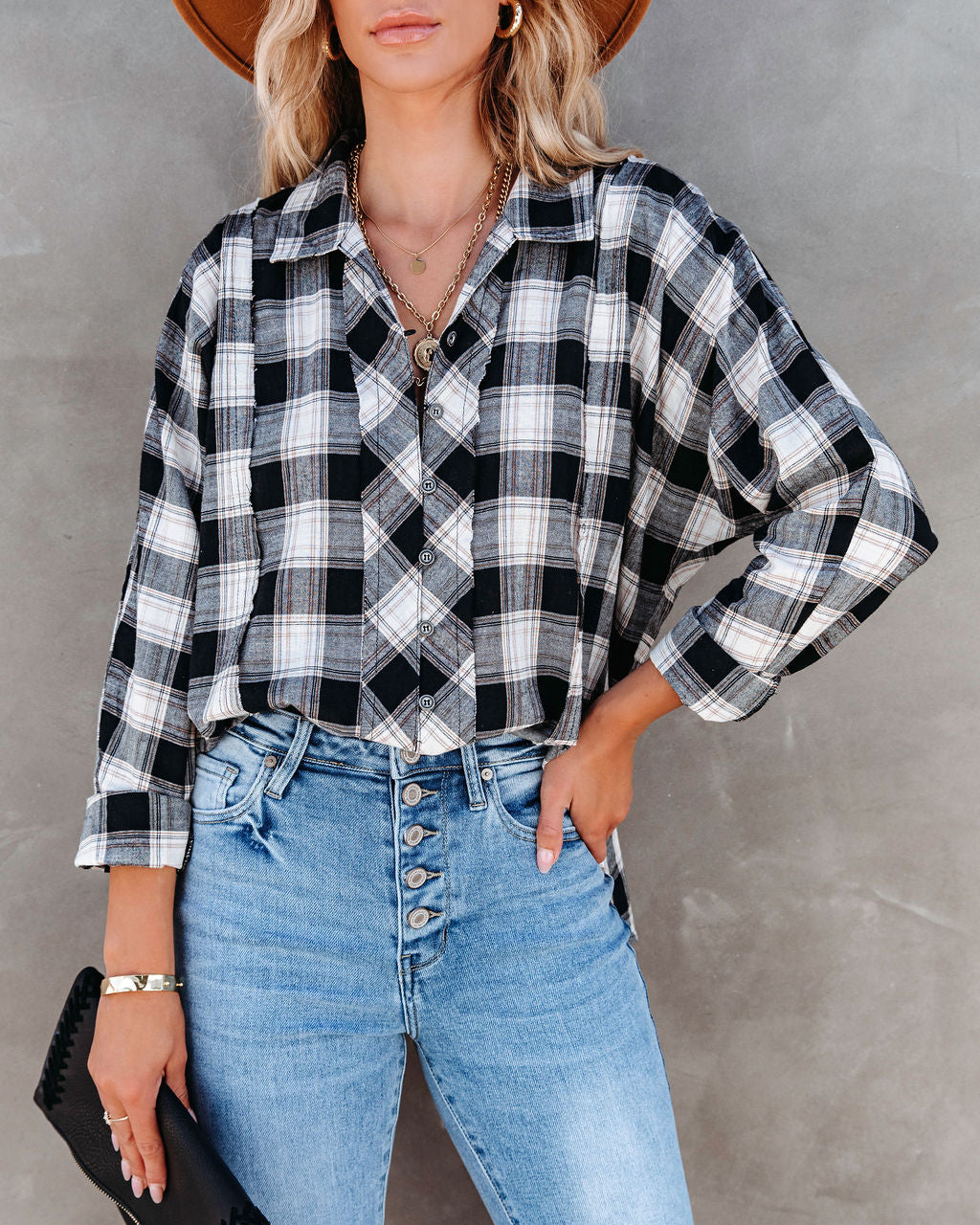Archer Plaid Cotton Button Down Top - SALE
