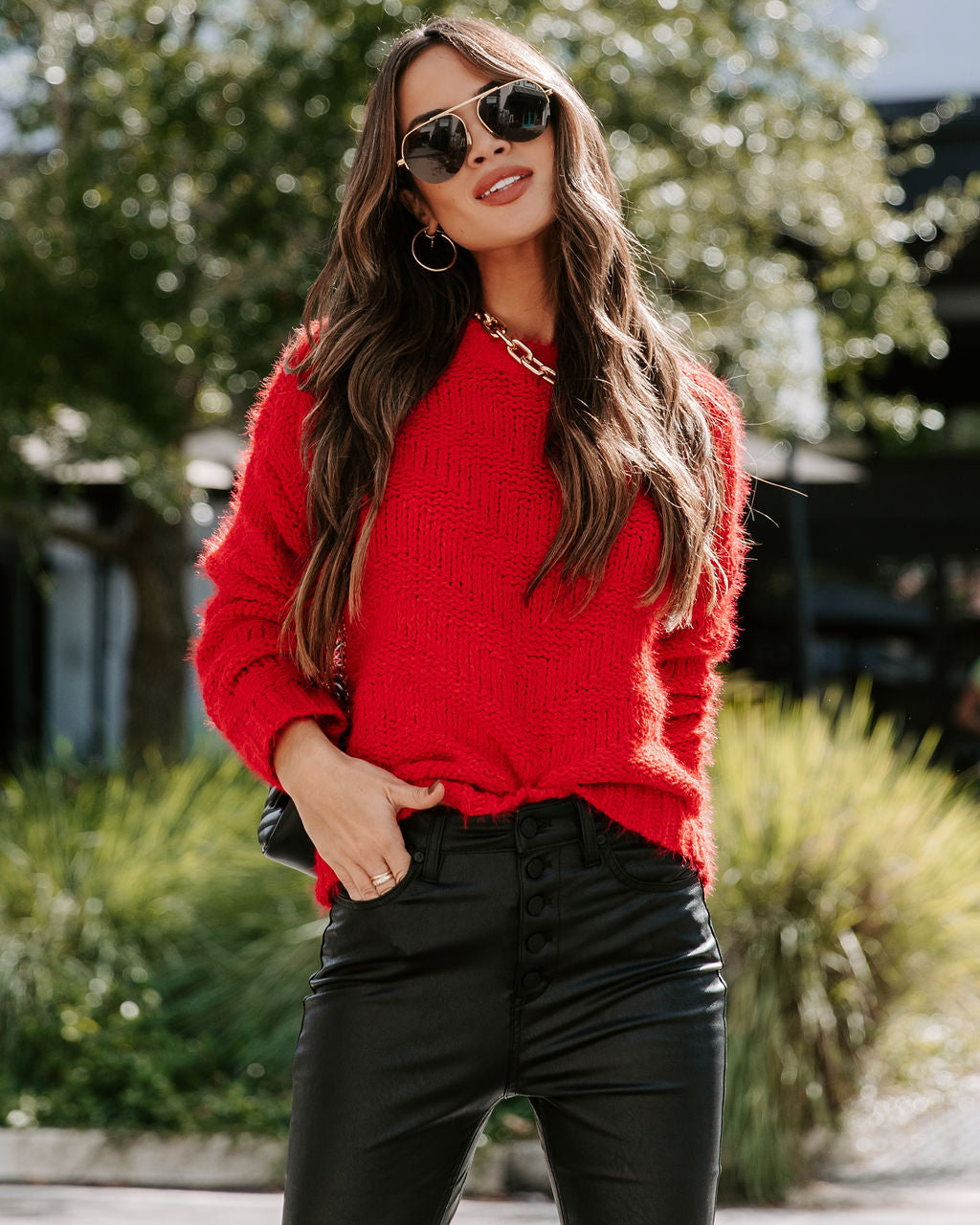 Doris Knit Pullover Sweater - Red