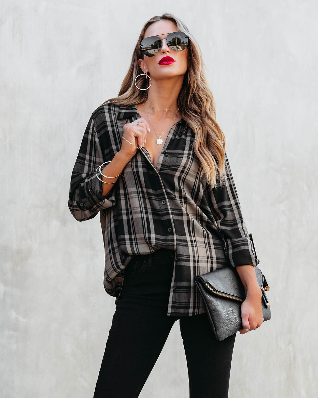 Seattle Plaid Button Down Top