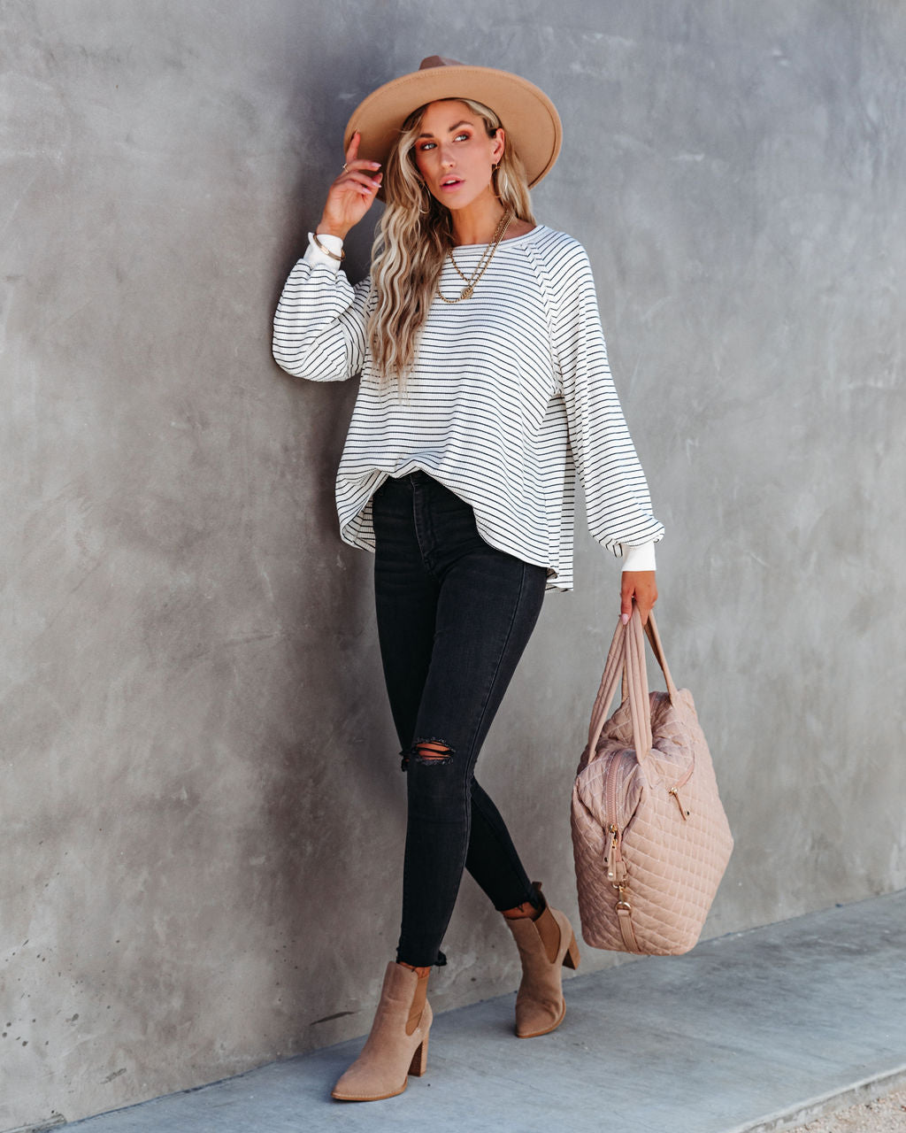 Jacey Cotton Striped Long Sleeve Top