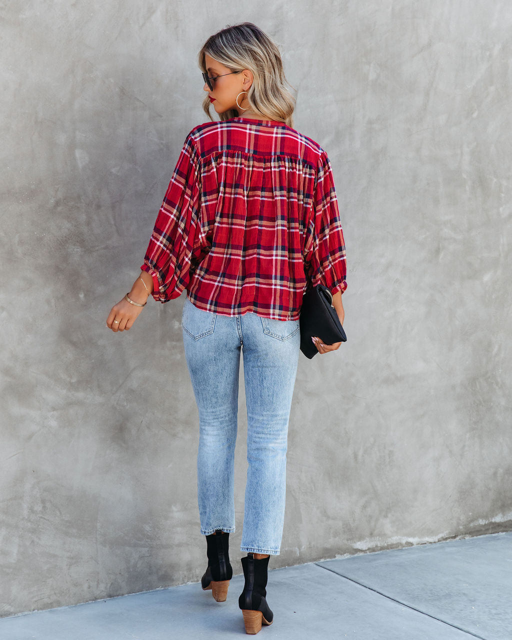 Applecrest Plaid Cotton Button Up Top - SALE