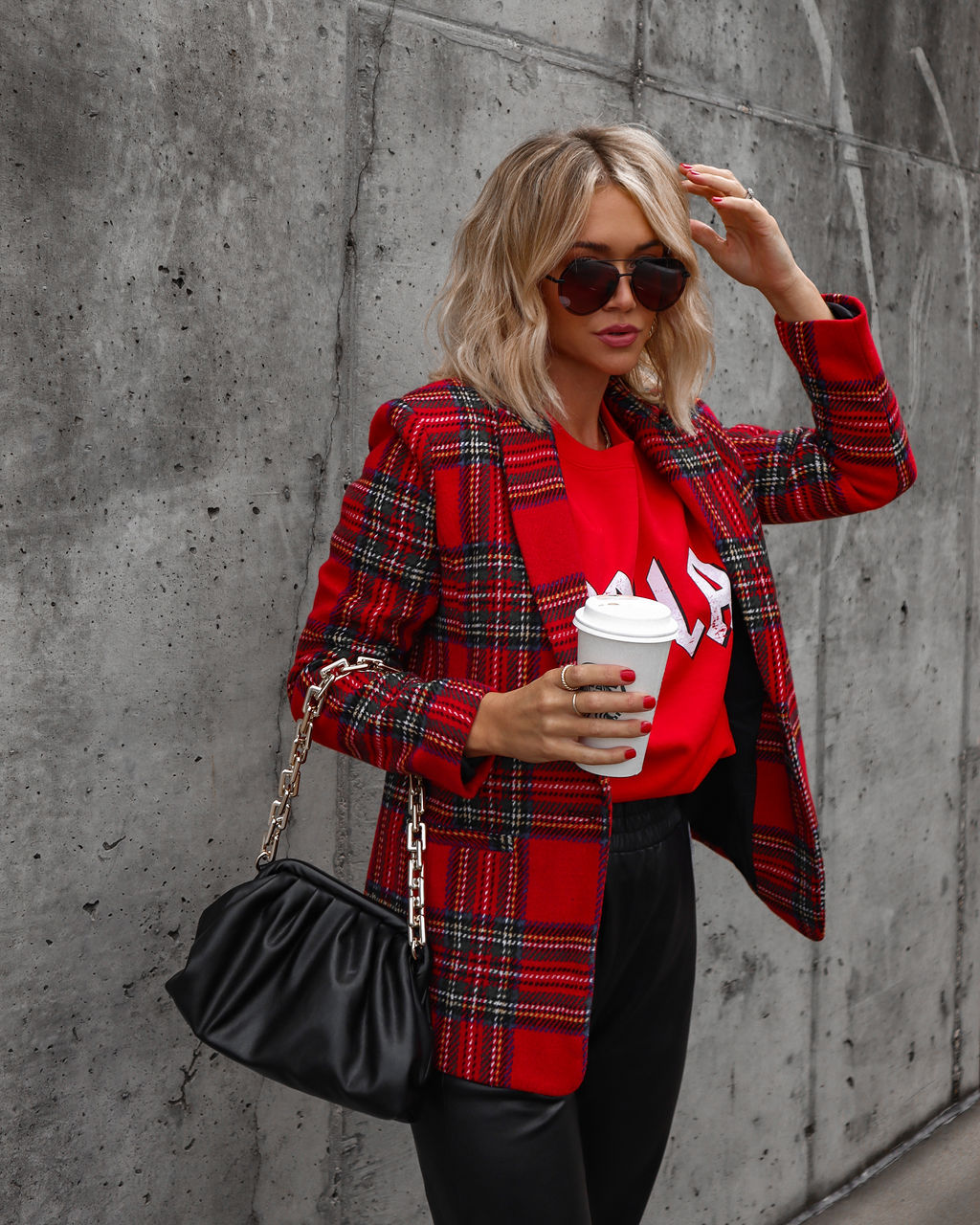 Eve Pocketed Plaid Blazer