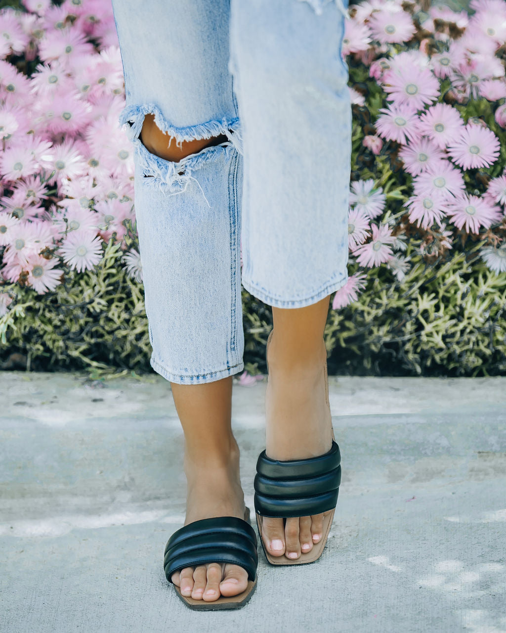 Skye Padded Square Toe Sandal - Black - FINAL SALE