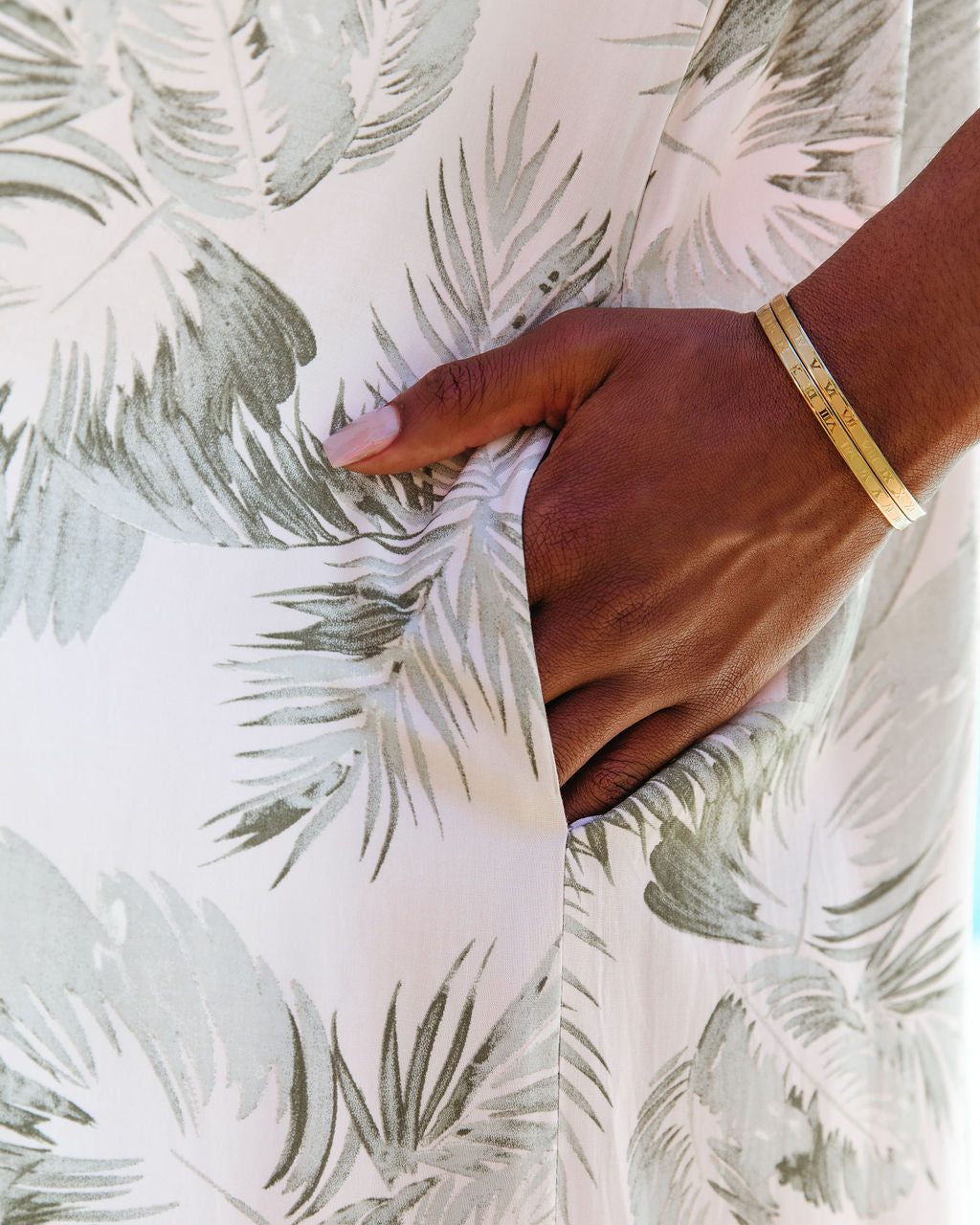 Palm Tree Breeze Pocketed Shirt Dress - FINAL SALE