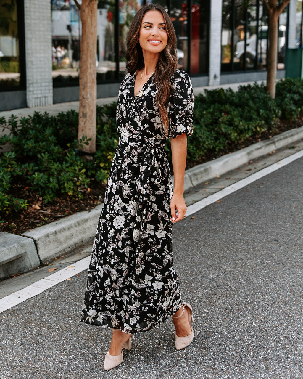 Tasha Floral Wrap Midi Dress