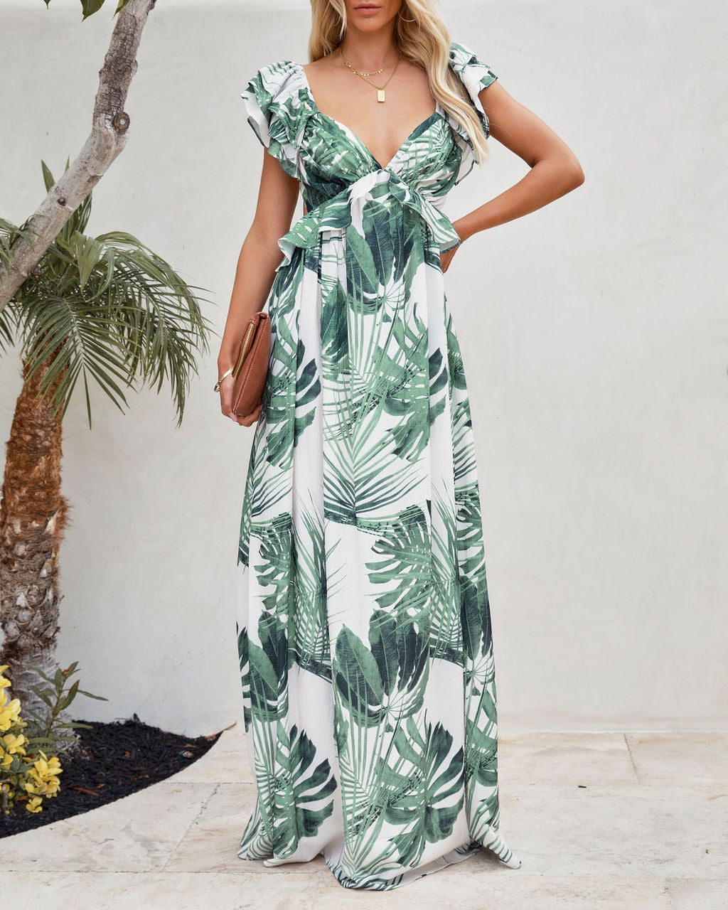 Manrique Palms Ruffle Cutout Maxi Dress - FINAL SALE