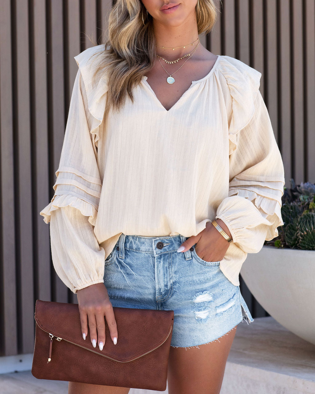 Talsey Cotton Textured Top - Vanilla - FINAL SALE