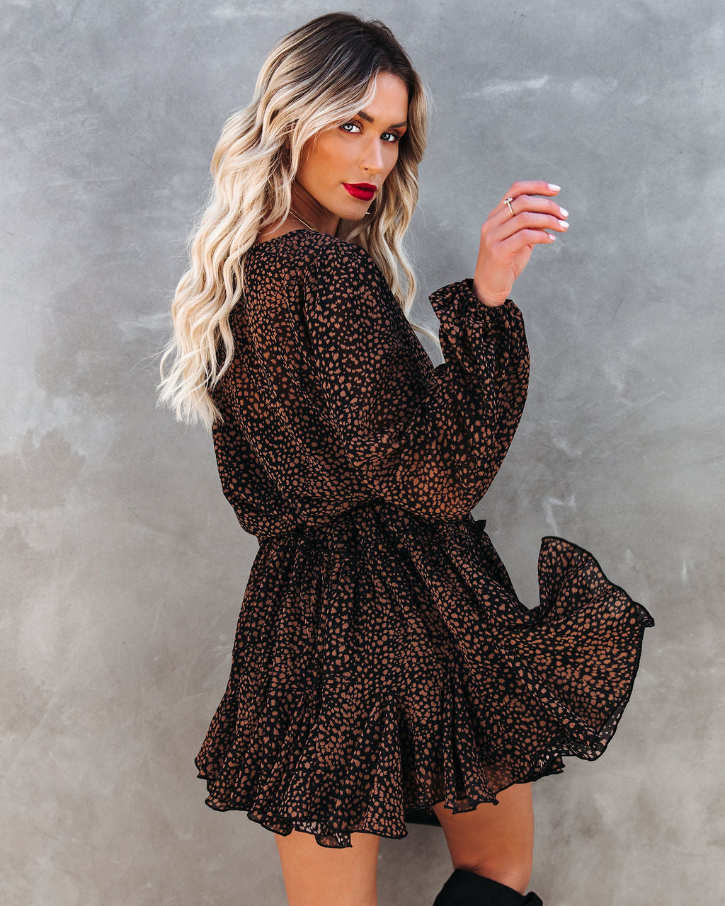Schultz Leopard Print Ruffle Dress