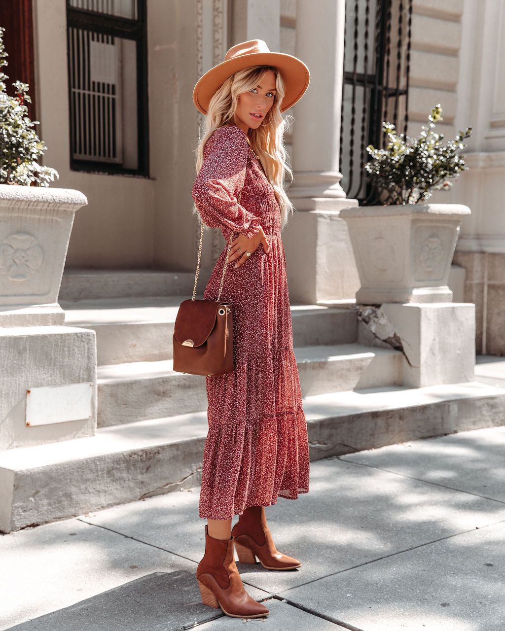 Sylvie Floral Shirred Midi Dress