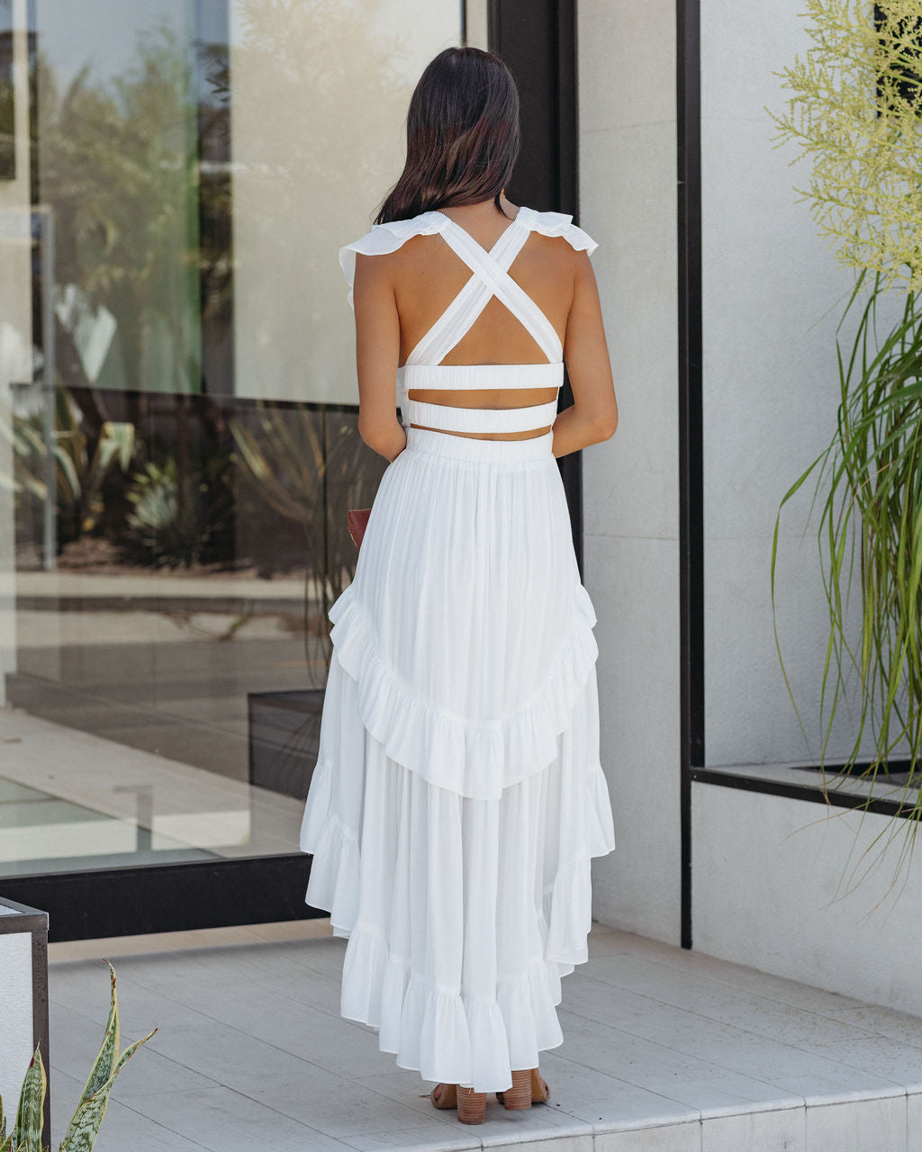 Philomena Tiered Ruffle Maxi Dress - White - FINAL SALE