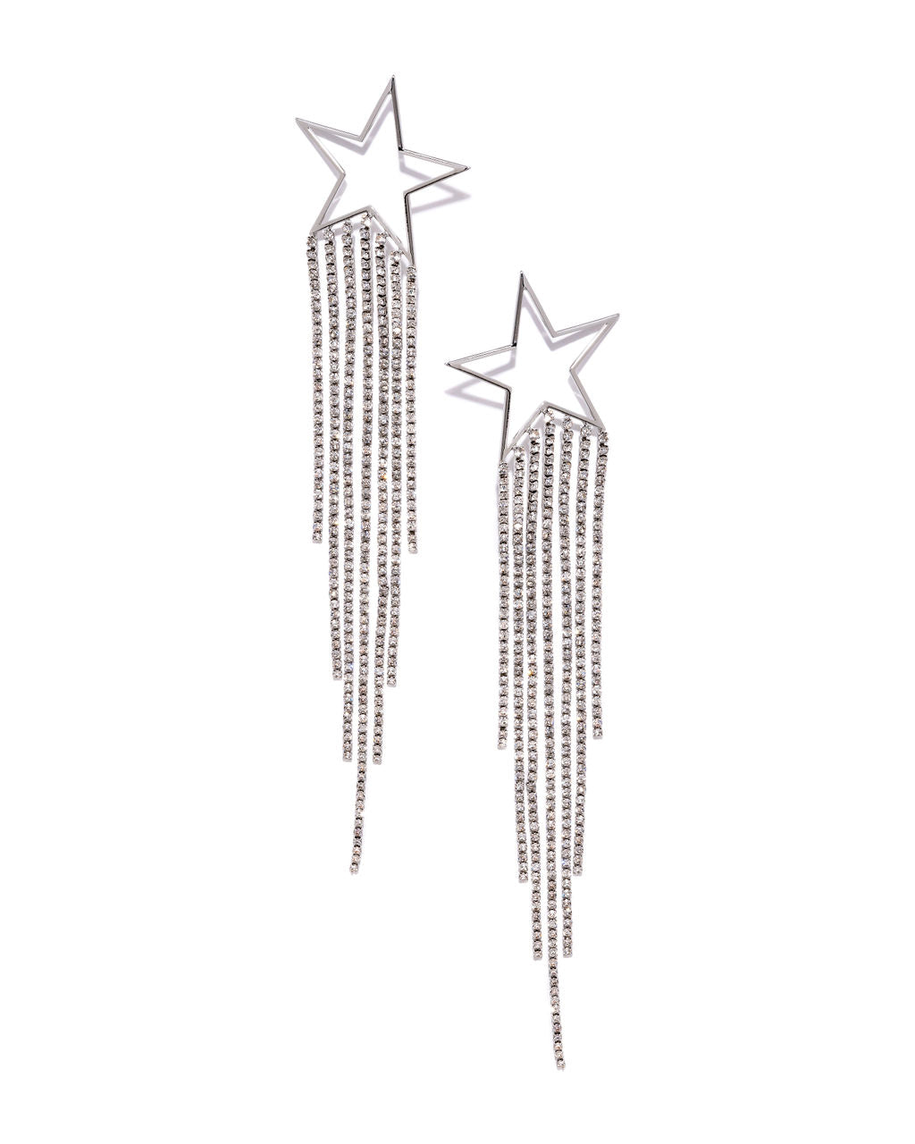 Cosmic Drop Fringe Earrings - Silver