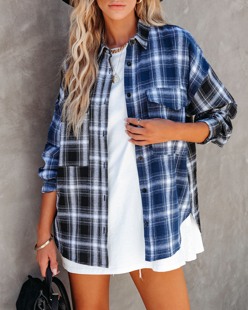 Double Take Plaid Button Down Top