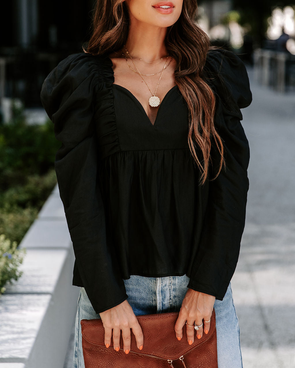 Your Royal Flyness Sweetheart Puff Sleeve Top - Black