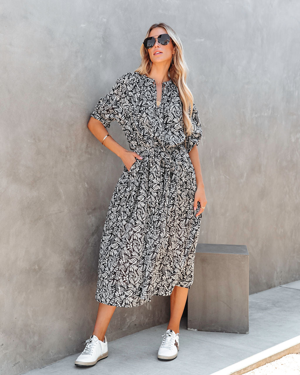 Untamed Beauty Printed Pocketed Midi Dress - FINAL SALE