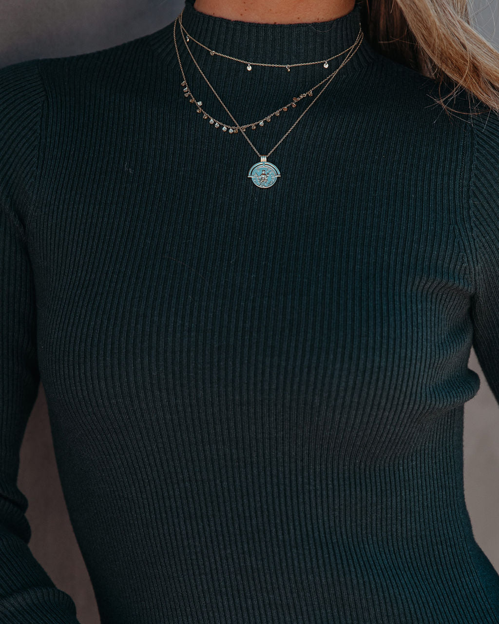 Newtown Mock Neck Knit Midi Dress - Pine