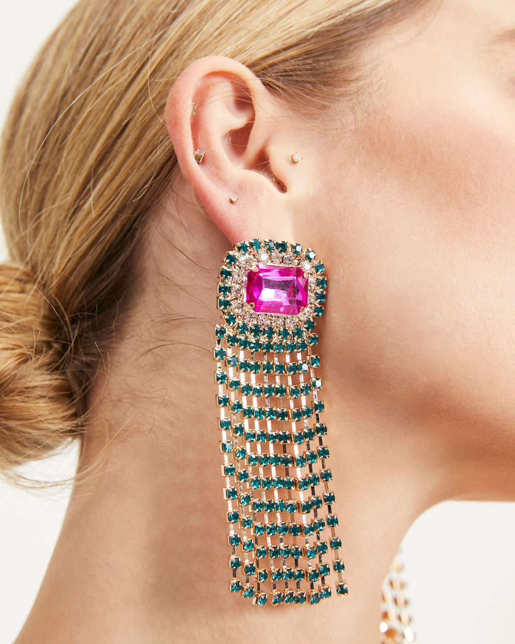 Lindsay Gemstone Fringe Earrings - Multi