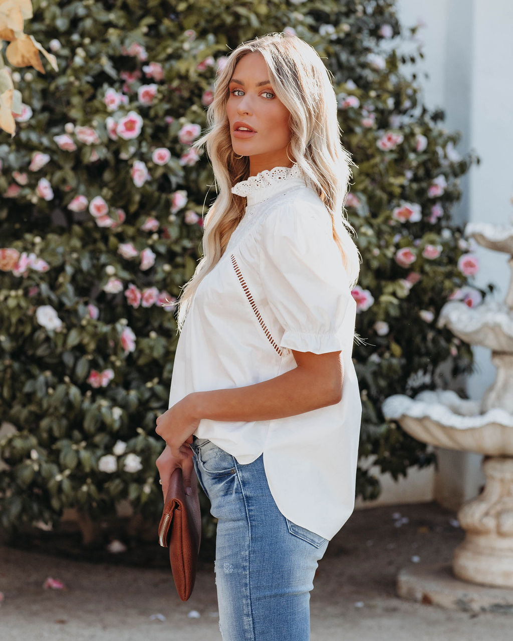 Tarragon Cotton Eyelet Top - White - FINAL SALE