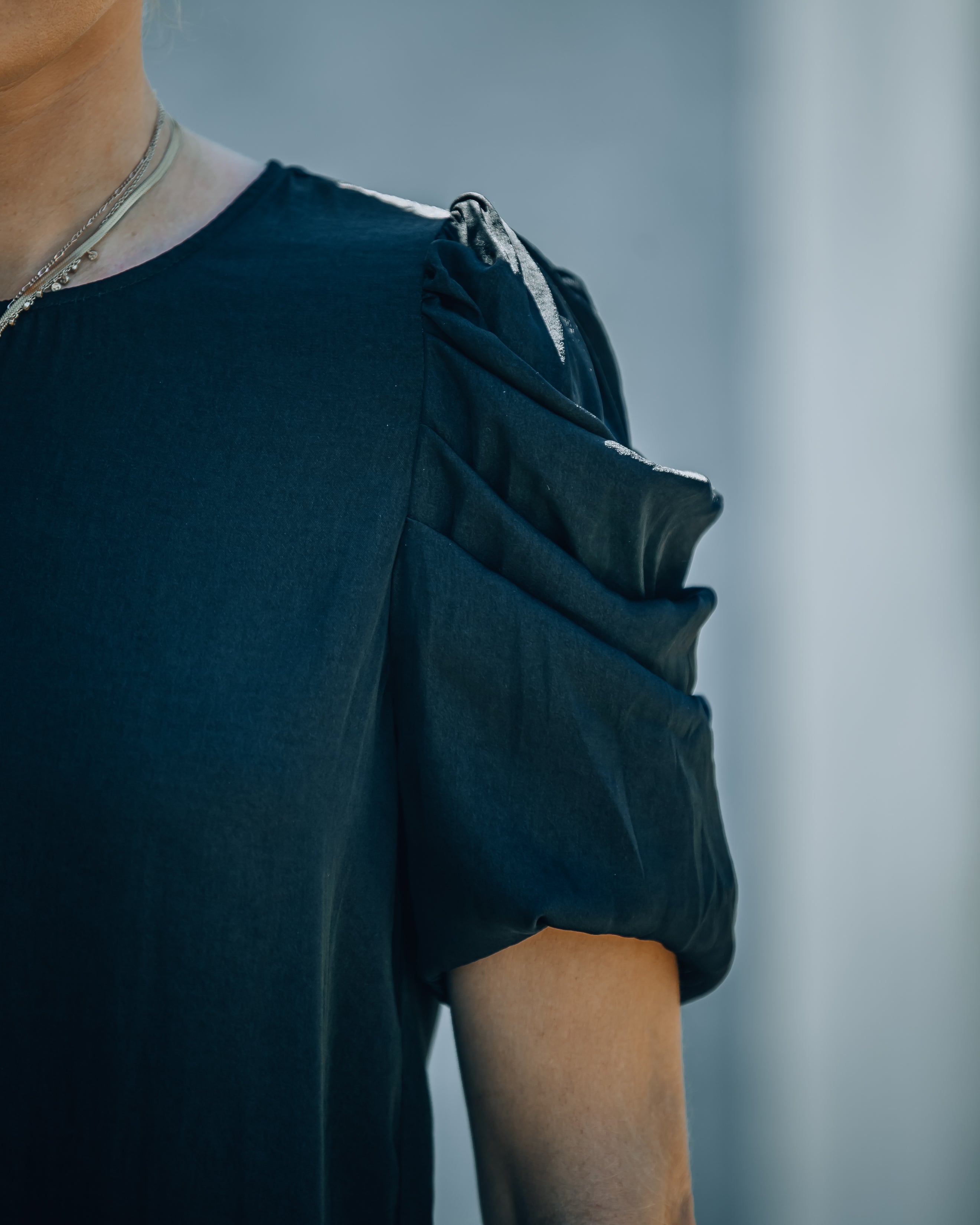 Princeton Drape Shoulder Top - Black - SALE